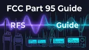 FCC Part 95 Personal Radio Services comparison graphic featuring FRS, CB, GMRS, and MURS