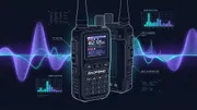 Baofeng UV-5G Mini GMRS handheld radio on dark background